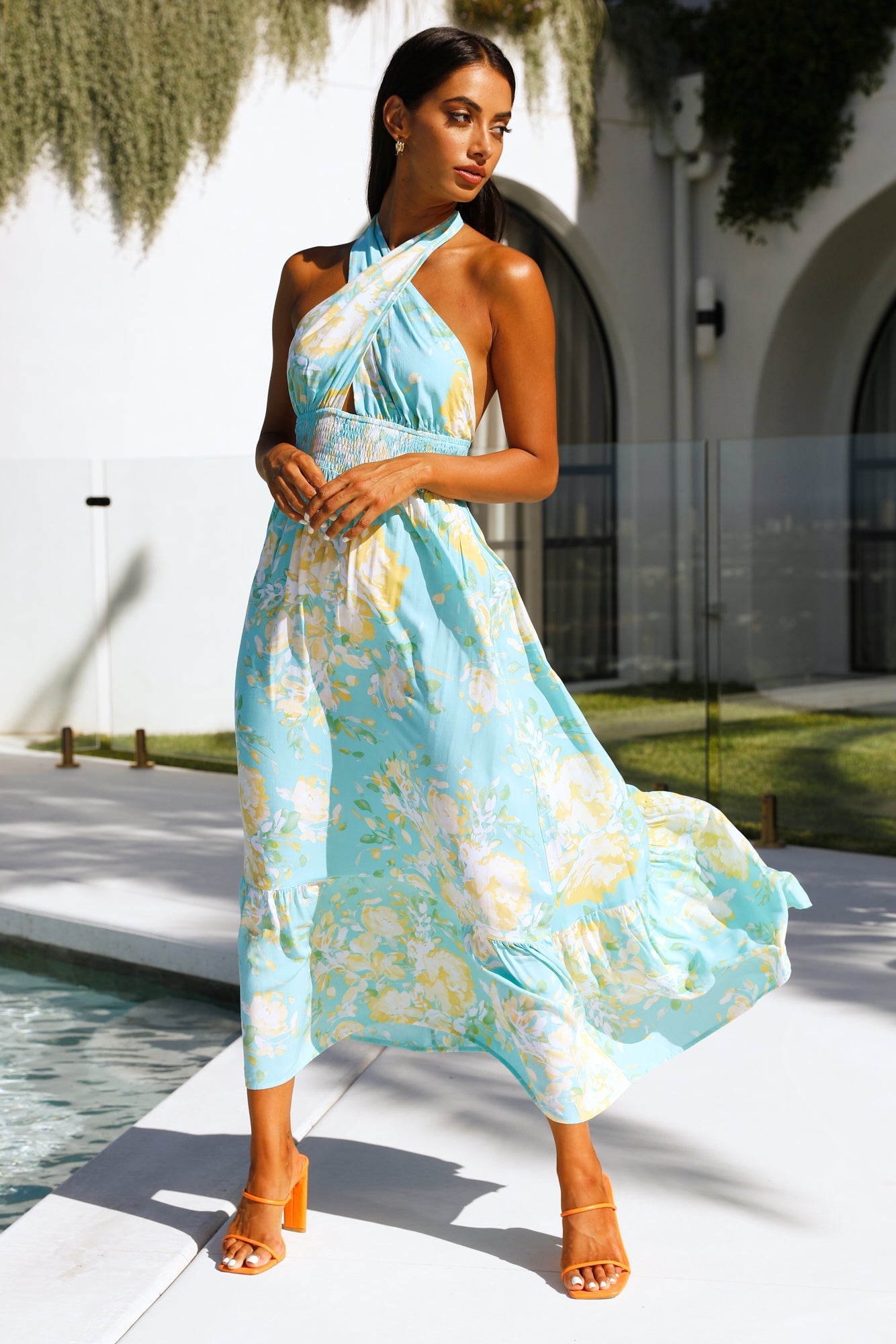 And Scene Maxi Dress Aqua