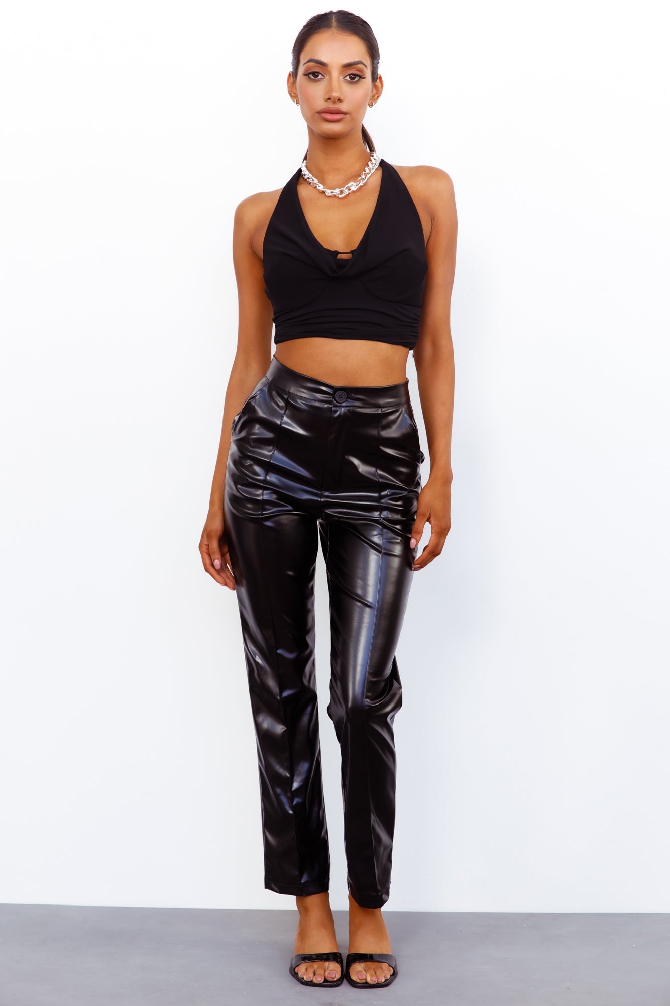 Baddie Central Faux Leather Pants Black