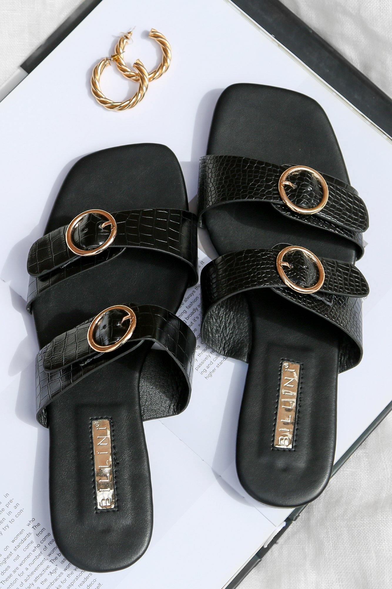 BILLINI Alaia Slides Black Croc