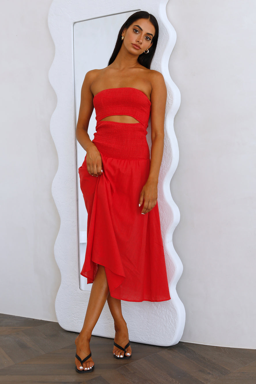 Crimson Horizons Midi Dress Red